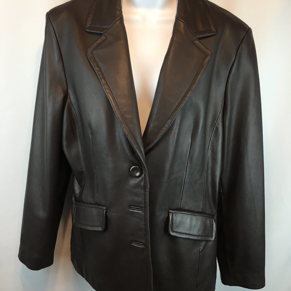 Worthington women's brown leather coat size L